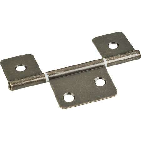 HARDWARE RESOURCES Antique Brass 3-1/2" Three Leaf Fixed Pin Swaged Non-Mortise Hinge 20251AB